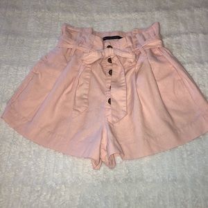Pink linen shorts